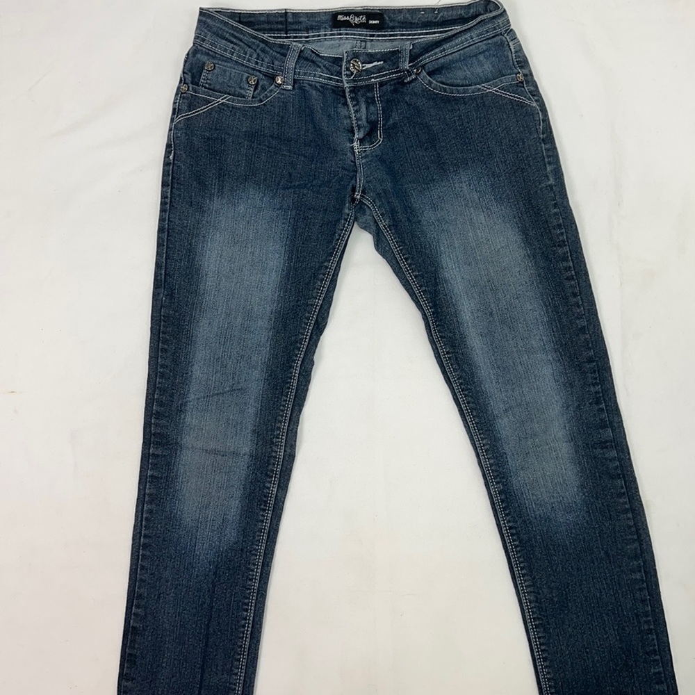 #1053 Miss Pirate Skinny Dark Blue Jeans | Size: Unknown